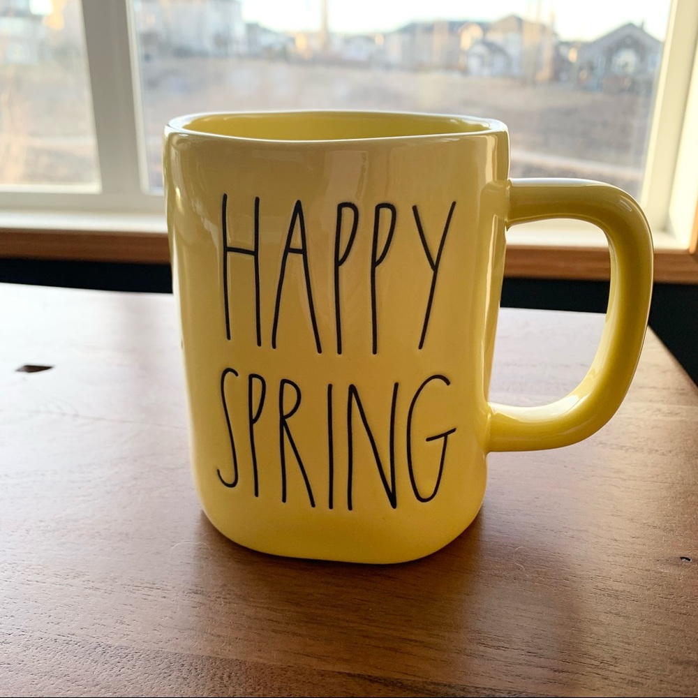 RAE DUNN cheerful yellow HAPPY SPRING mug